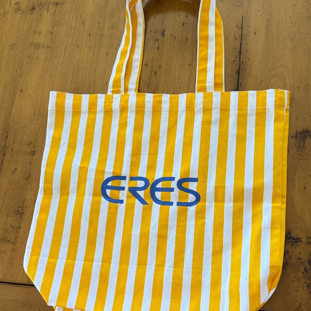 Eres Yellow and White Striped Tote Bag